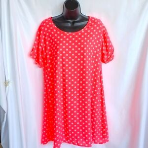 Pink Blush Neon Polka Dot dress- Small, 19" PTP, 34" L